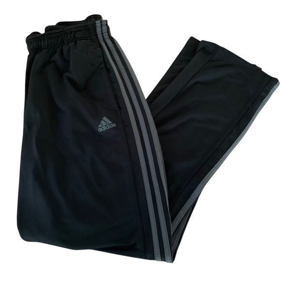 adidas Other - Adidas Black Gray 3 Stripe Pull On Warm Up Track Pants Ankle Zip Sz XL